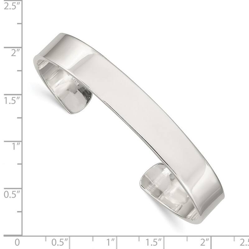 Curata 925 Sterling Silver Solid 9.75mm Polished Engravable Cuff Bangle Bracelet