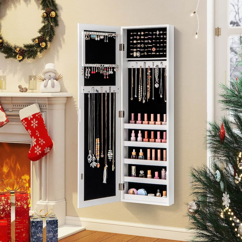 Costway Jewelry Cabinet Wall or Door Mounted Jewelry Armoire with