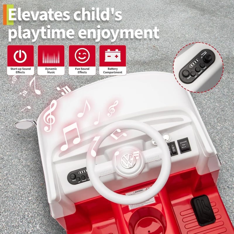 6V Electric Ride on Car, Licensed Volkswagen Ride on Bus for Kids, Pink