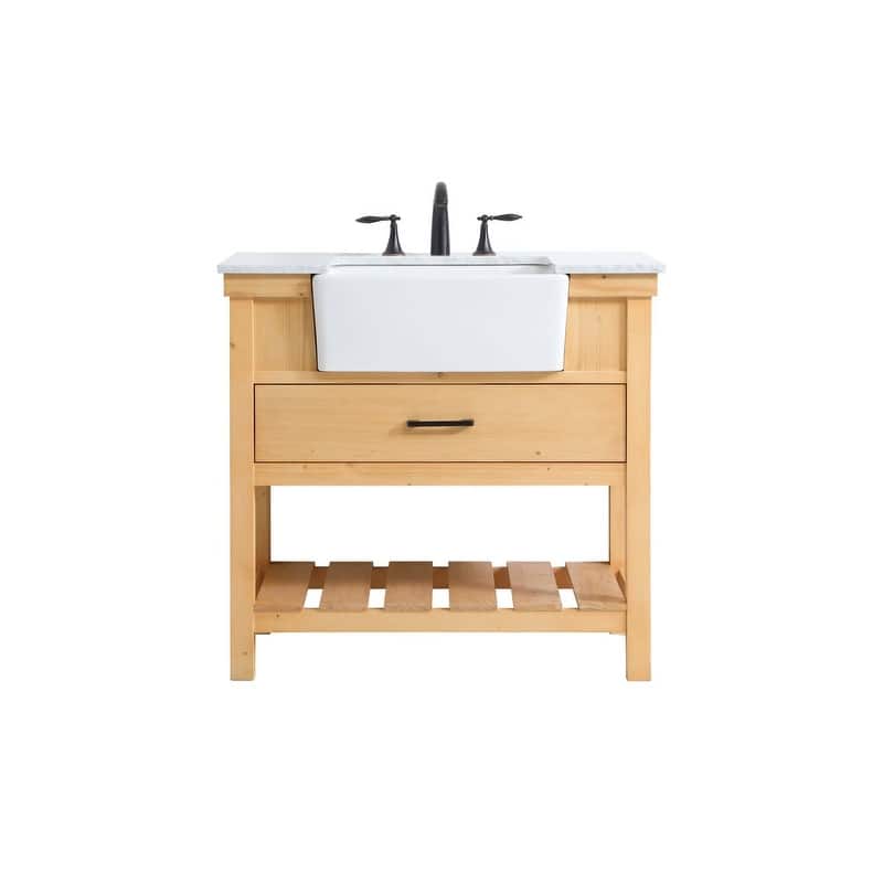 Elegant Lighting VF60136 Clement 36" Free Standing Single Basin Vanity - Natural Wood - Wood Finish