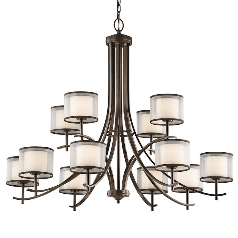 Kichler Tallie Bronze 12 Light 42" Wide Chandelier with Organza Shades