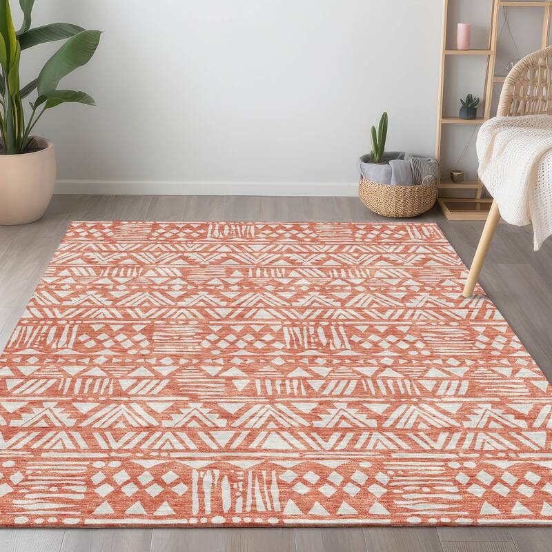Machine Washable Indoor/ Outdoor Chantille Boho Tribal Rug