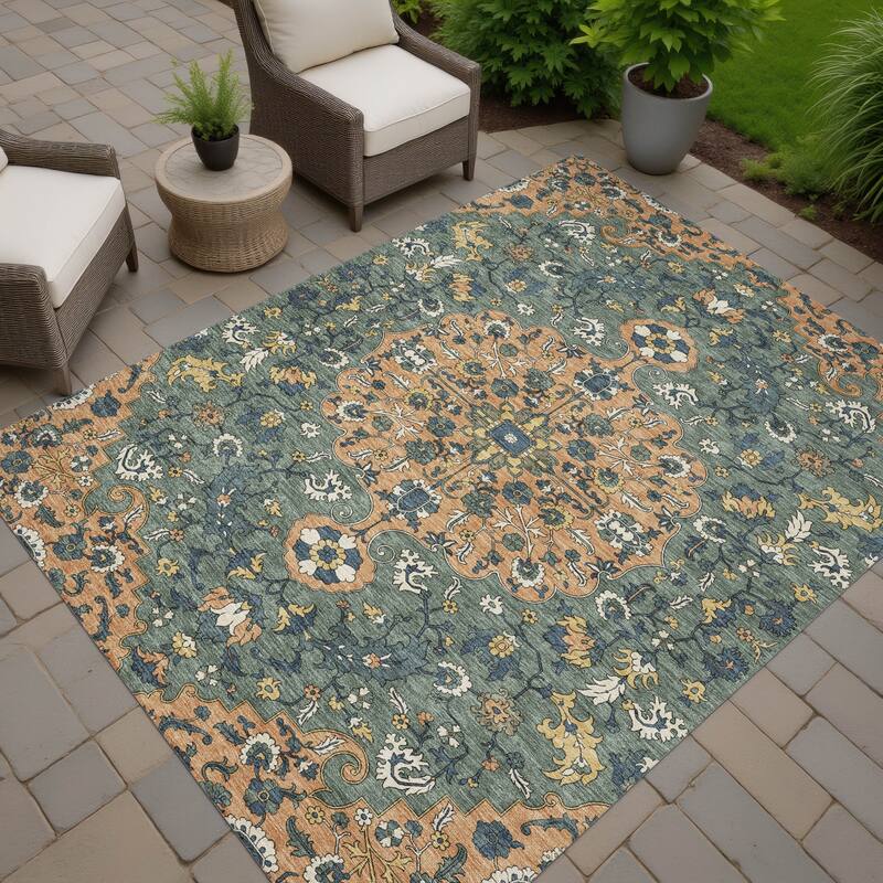 Machine Washable Indoor/ Outdoor Traditional Savannah Chantille Rug