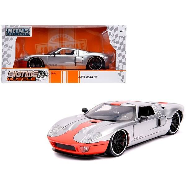 Shop 2005 Ford Gt Silver With Orange Stripe Bigtime Muscle 1 24