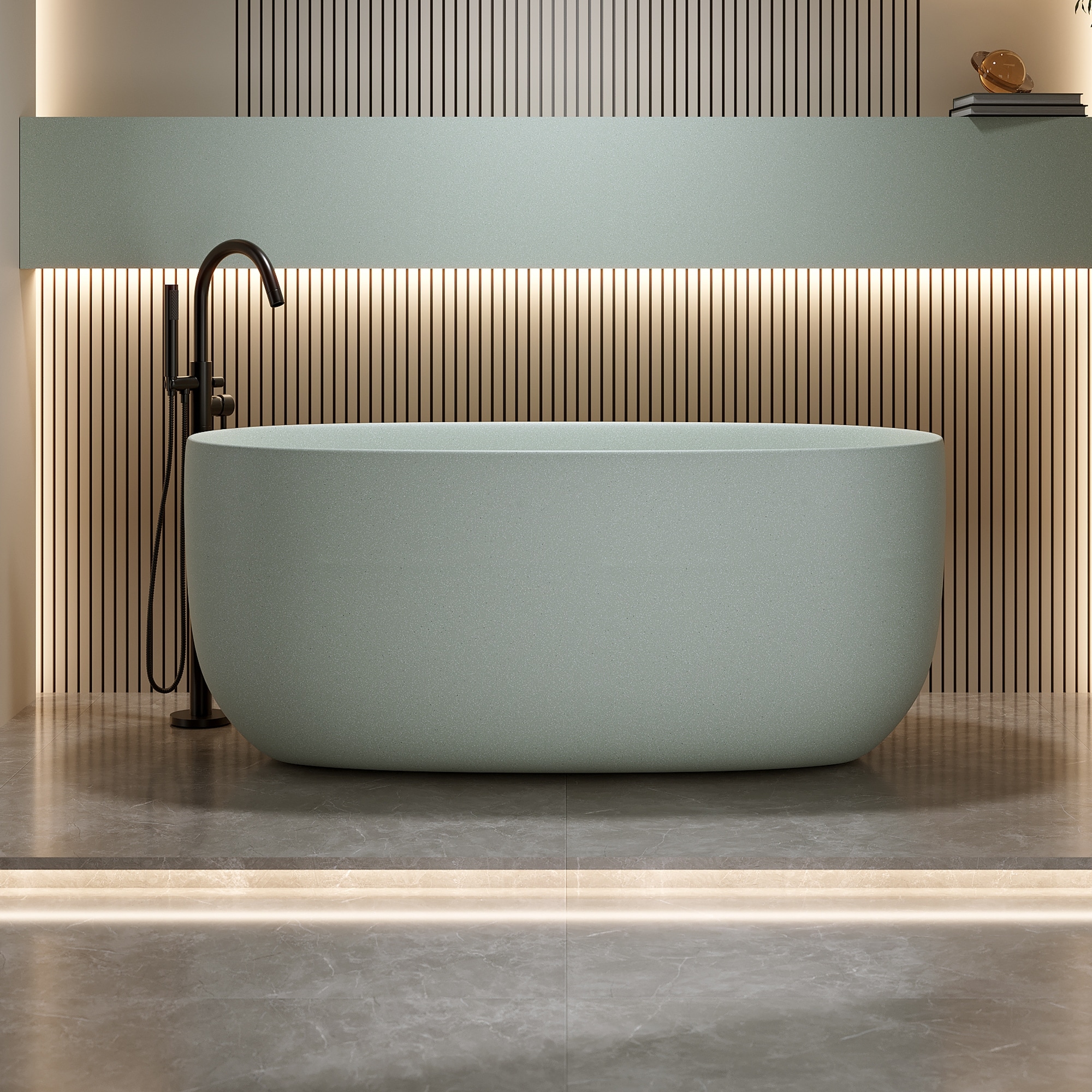 51''Freestanding Bathtub Soaking with Overflow and Pop-up Drain
