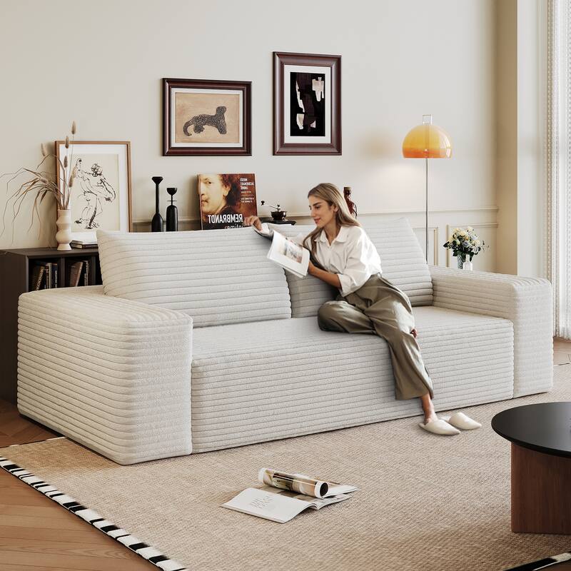 63" 2 Setaser Sofa, Corduroy Fabric, Deep Seat Couches, Comfy Loveseat Sofa, No Assembly, 1pcs