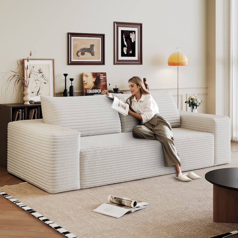 63" 2Setaser Sofa, Corduroy Fabric, Deep Seat Couches, No Assembly, 1pcs for Living room, Bedroom,Conference room