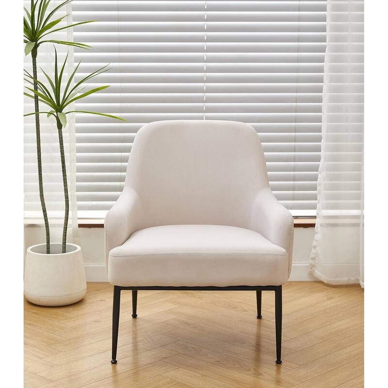 US Pride Furniture Velvet Armchair Solid and Engineered Wood with Black Metal Legs Dense Foam and Heavy Webbing