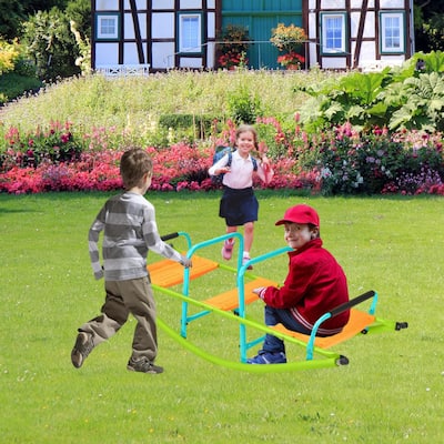 Plastic Seat Playground Equipment Cute Baby Plastic Rocker Outdoor Children Blue and Green Steel Tube for Kids Age 3+