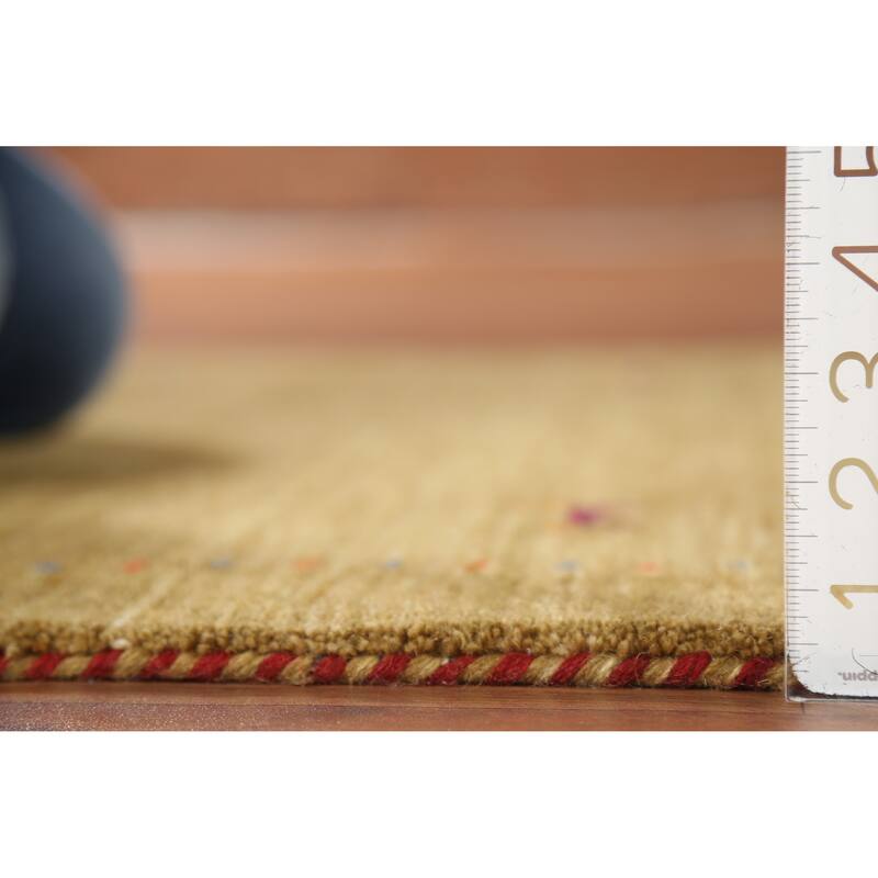 Tribal Gabbeh Indian Accent Rug Handmade Yellow Wool Carpet - 3'0"x 5'3"