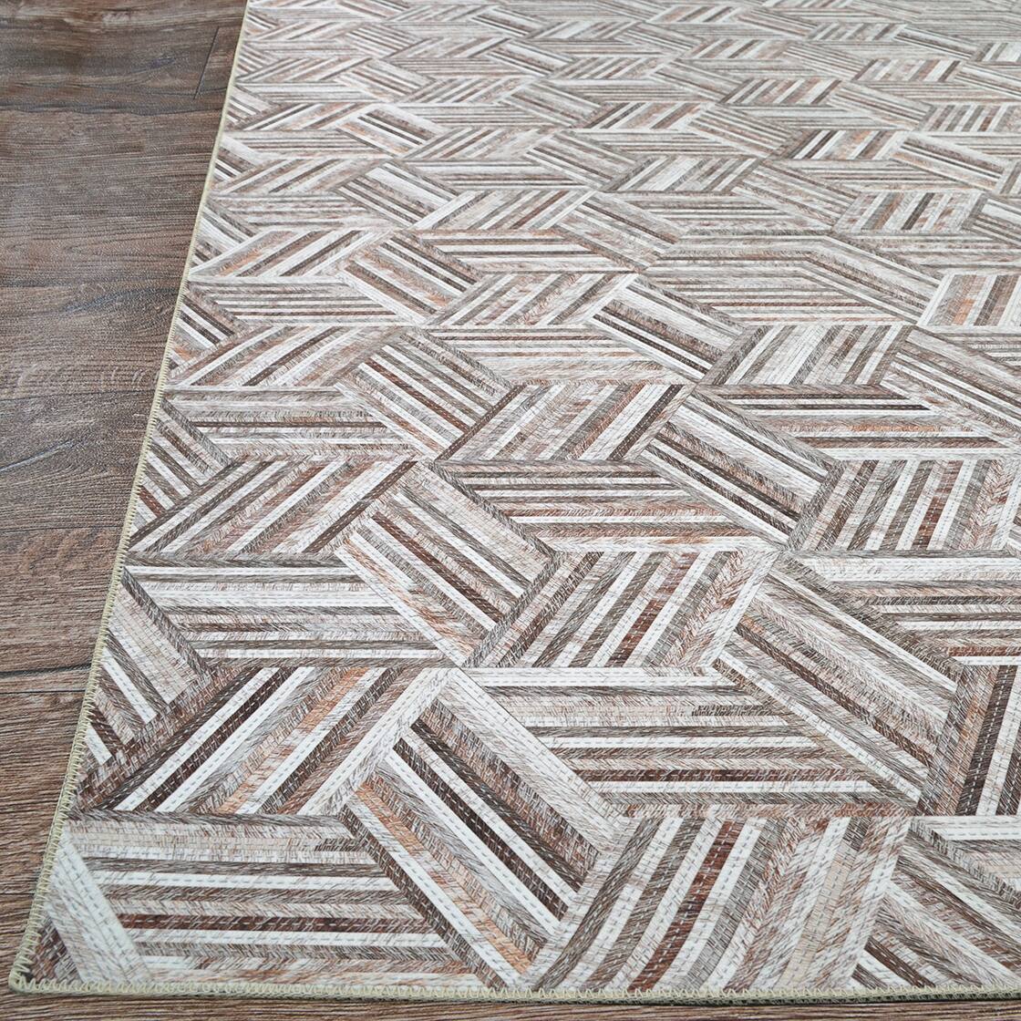 Dream Decor Rugs Steppe Candace Gray Light Pink Geometric Area Rug