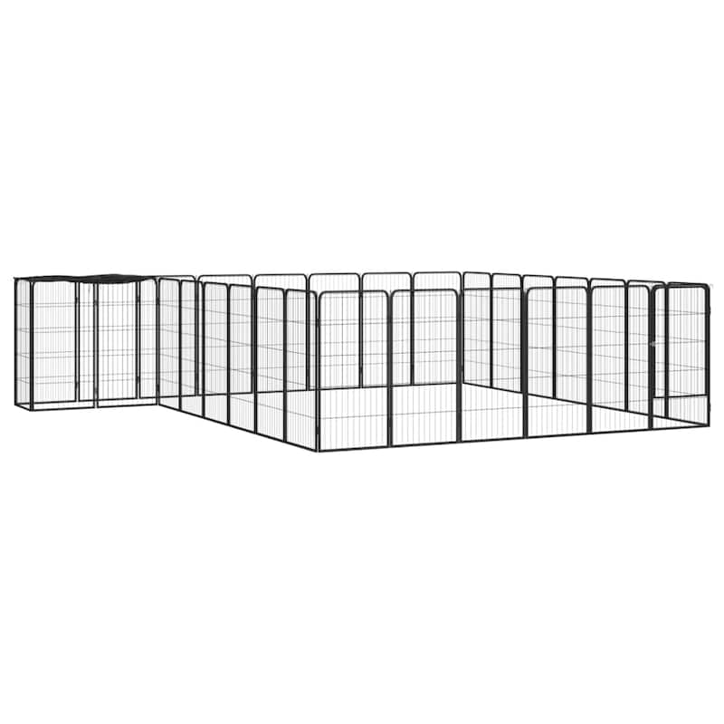vidaXL Dog Playpen Kennel Dog Cage Puppy Pet Exercise Wire Fence Steel Black - 157.5" x 137.8" x 39.4"