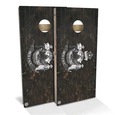 Maine Flag Rustic Outdoor Cornhole Board Set