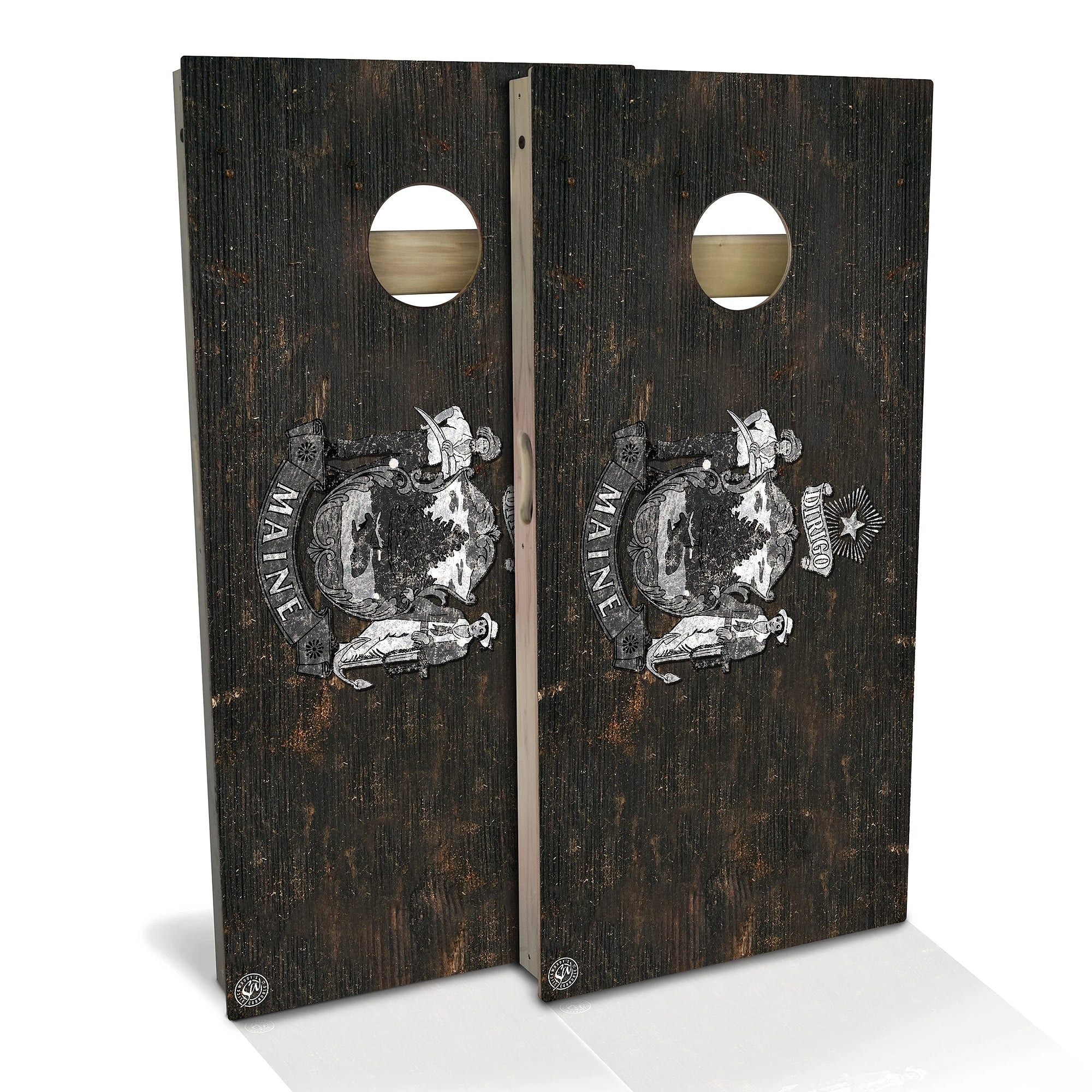 Maine Flag Rustic Outdoor Cornhole Board Set