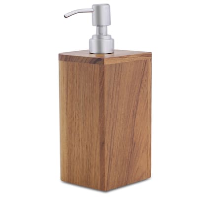 HomeRoots Designer Genuine Teak Soap Dispenser - 6.25" X 3.50" X 3.50"