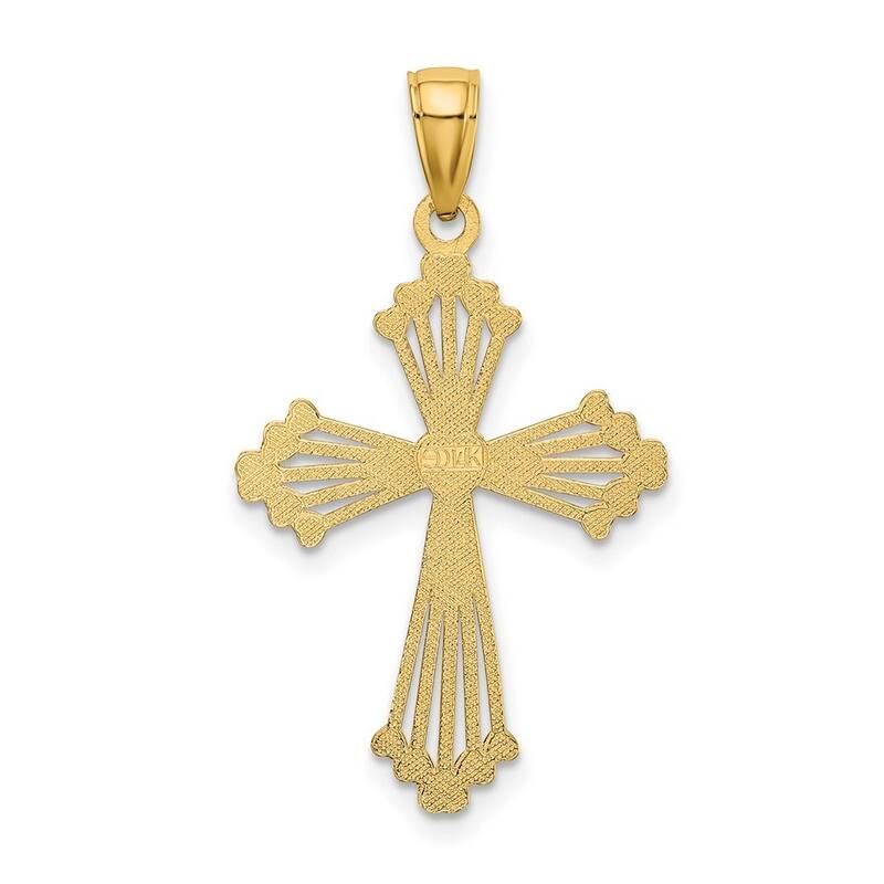 Curata 14k Yellow Gold Rope Design Heart Endcaps Cross Necklace 18mm x 25mm