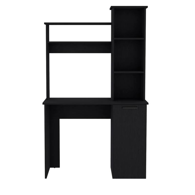 Stylish Computer Desk with Hutch, Spacious Work Surface, 3-Tier Shelves, and Storage Cabinet for Home Office Efficiency