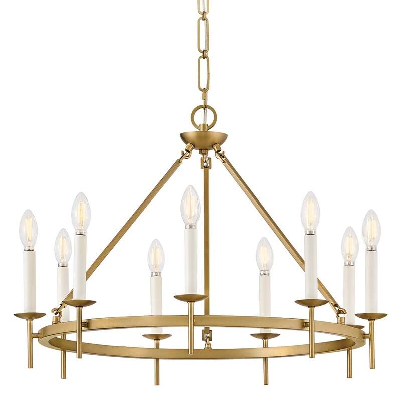 Hinkley Lighting 47475 Copley 9 Light 28" Wide Taper Candle Style - Lacquered Brass