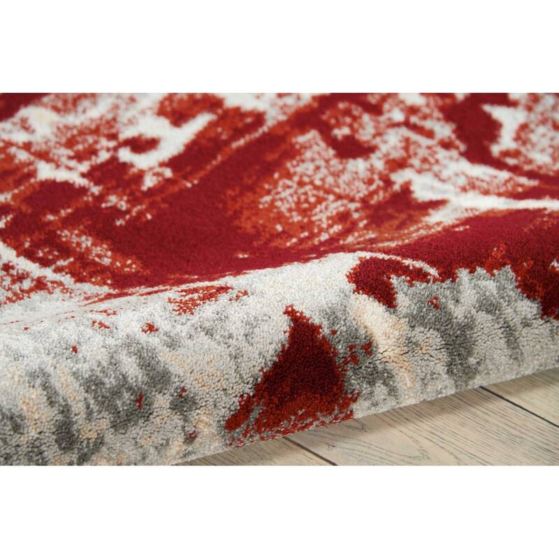 Fekor Power Loomed Abstract Modern Non Skid Stain Resistant Area Rug By HomeRoots - 126' X '94' X '0.5
