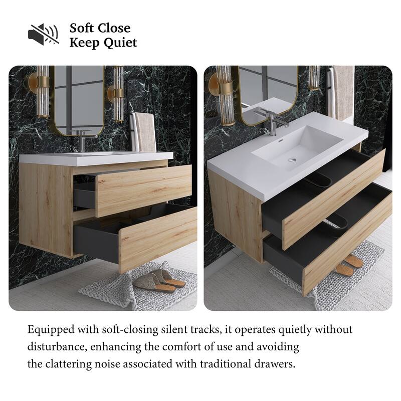 Floating Bathroom Vanity with Integrated Resin Top