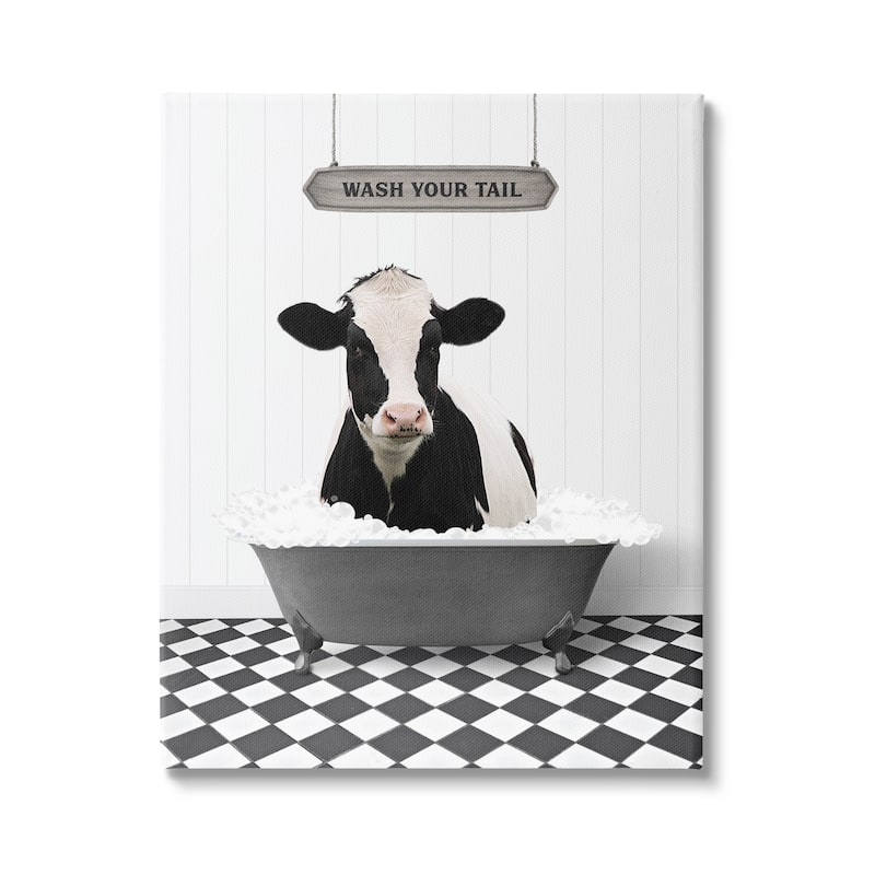 Stupell Wash Your Tail Cow Canvas Wall Art Design by Lettered and Lined - 30 x 40