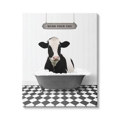 Stupell Wash Your Tail Cow Canvas Wall Art Design by Lettered and Lined