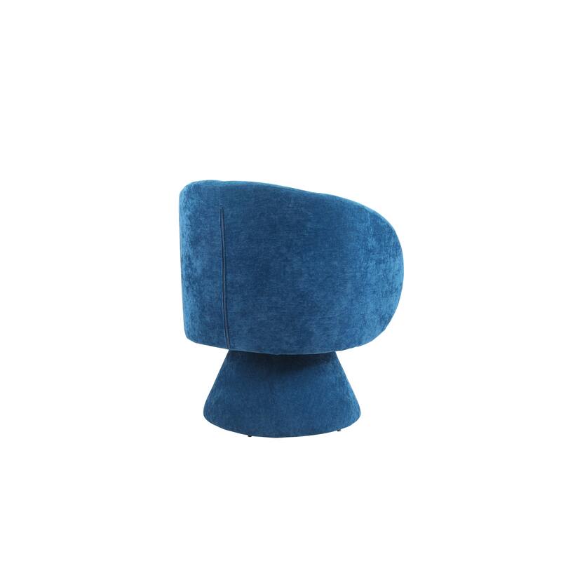 Swivel Round Barrel Chair in Fabric with Curved Backrest and Thick Padded Seat