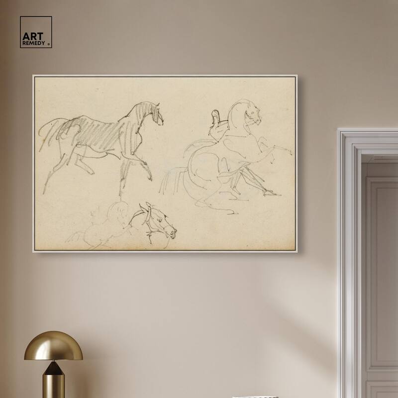 Gericault - Three horse studies Canvas by Art Remedy