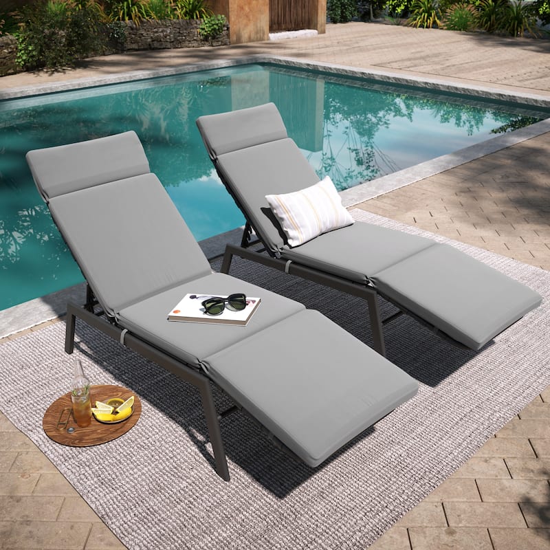 Patio Chaise Lounge Chair Adjustable Outdoor Recliners with Cushion