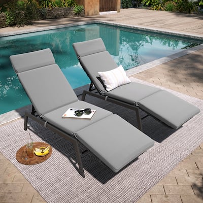 Patio Chaise Lounge Chair Adjustable Outdoor Recliners with Cushion