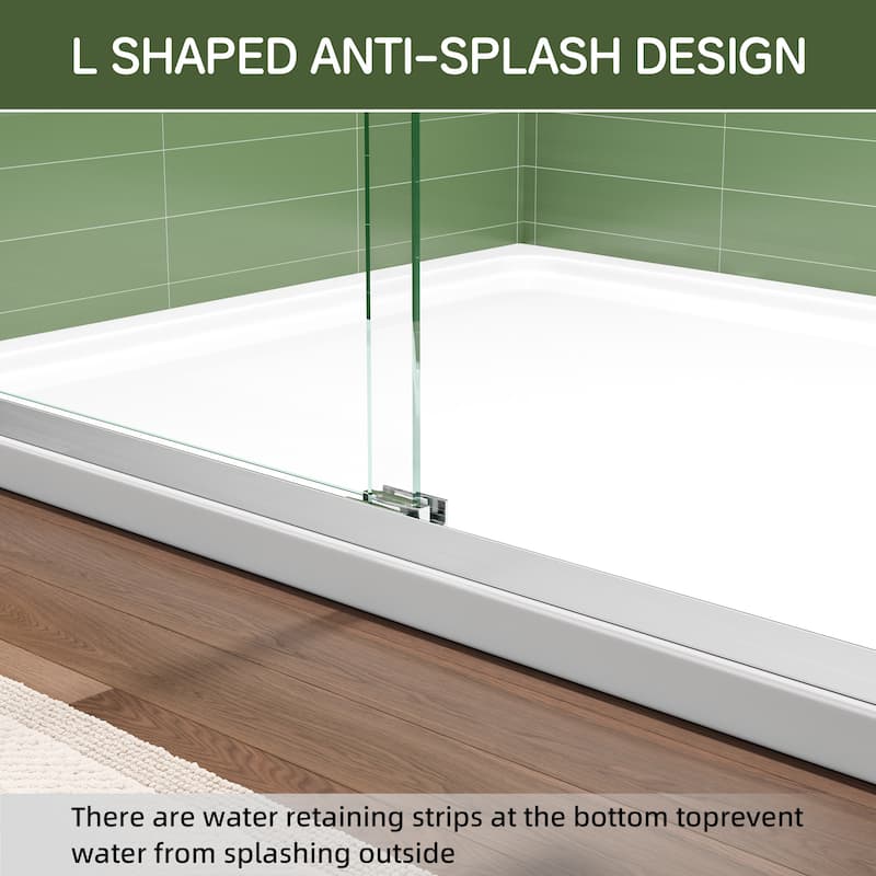Modern 60 Inch Double Sliding Shower Door, ANSI Certified Glass, Adjustable Width, Stainless Steel Rollers