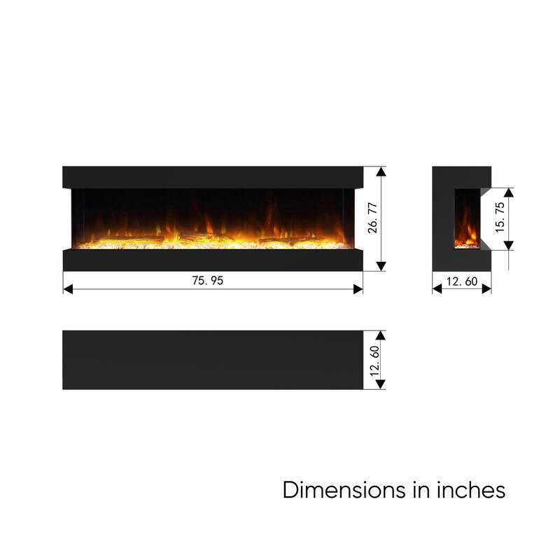 Electric Fireplace Heater with Multi Color Flam