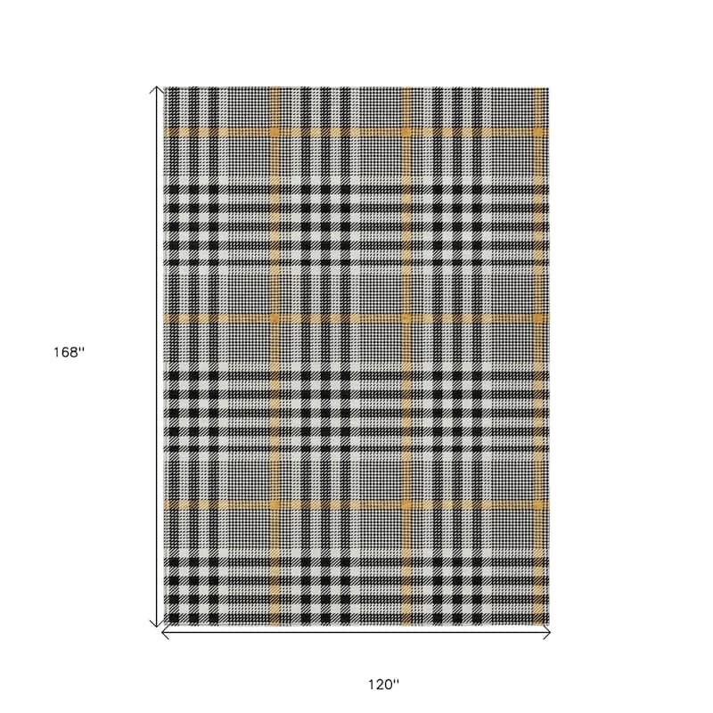 HomeRoots Plaid Transitional Rectangle Outdoor Rug