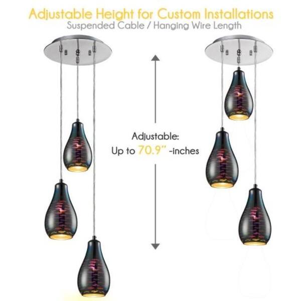 正規激安 Galaxy USASereneLife Triple Pendant Hanging Lamp Home Ceiling Light  Fixture W X Circular Sphere Shaped Dome Globes, Sculpted シーリングライト、天井照明 