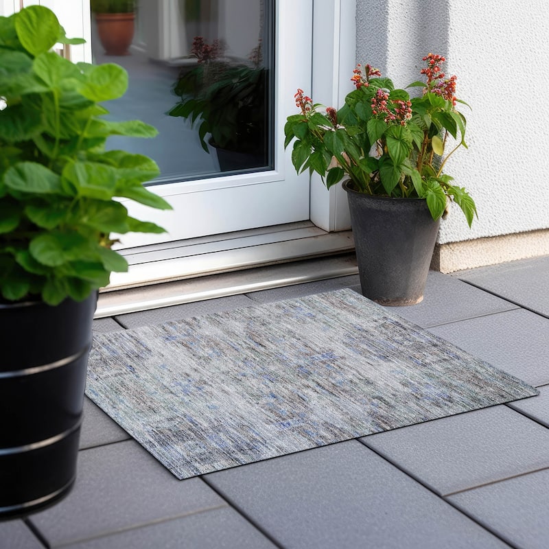 Machine Washable Indoor/ Outdoor Abstract Modern Chantille Rug