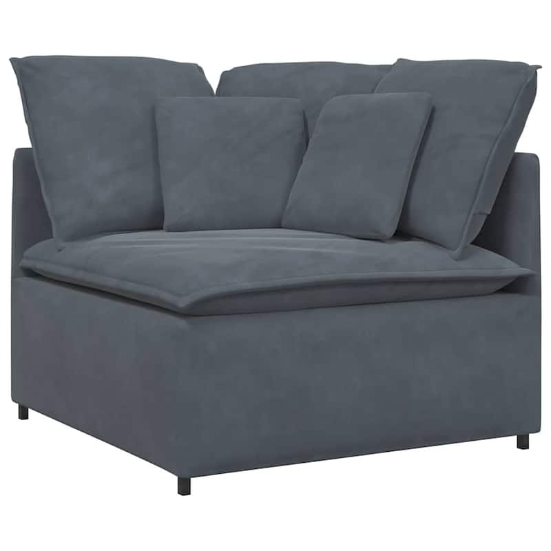 vidaXL Modular Sofa Dark Grey Velvet (100% Polyester), Foam, Metal, Wood - 78.7 x 118.1 x 25.2 in