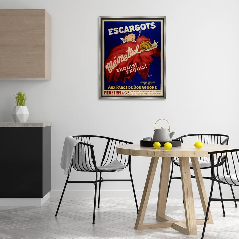 Stupell Vintage Escargots Advertisement Framed Floater Canvas Wall Art Design By Marcus Jules