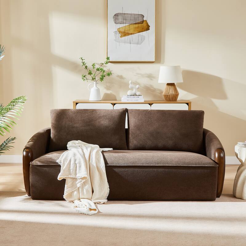 Christopher Knight Home - Curved 75" Boucle Upholstered Sofa with Solid Wood Frame