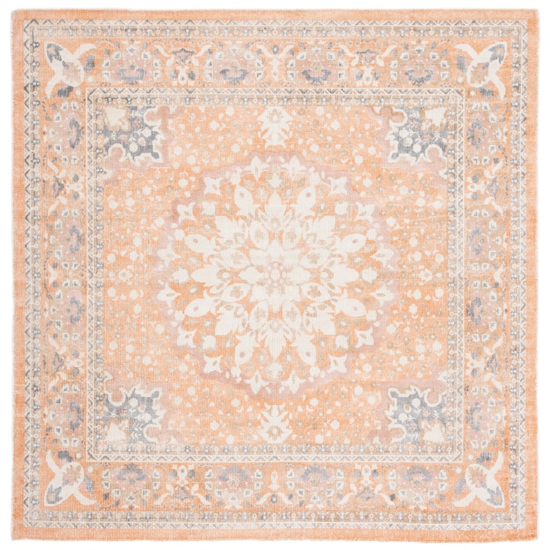 SAFAVIEH Handmade Restoration Vintage Yamilex Wool & Viscose Rug - 6' Square - Rust/Orange