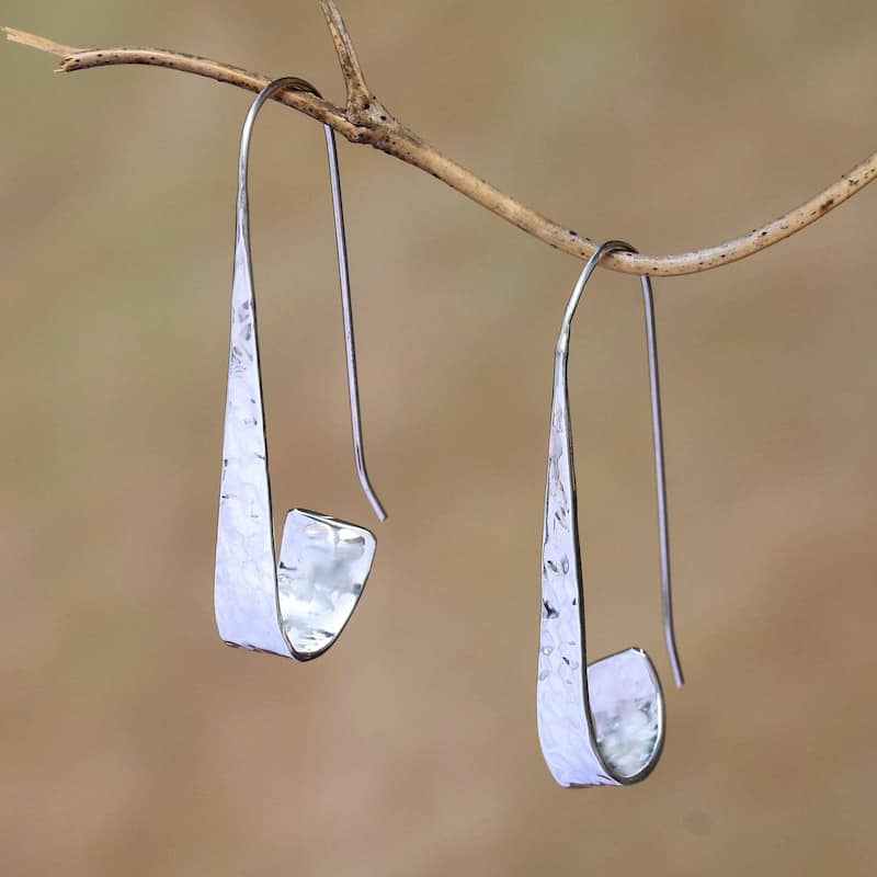NOVICA Contemporary Curls, Sterling silver drop earrings - 1.7*0.3