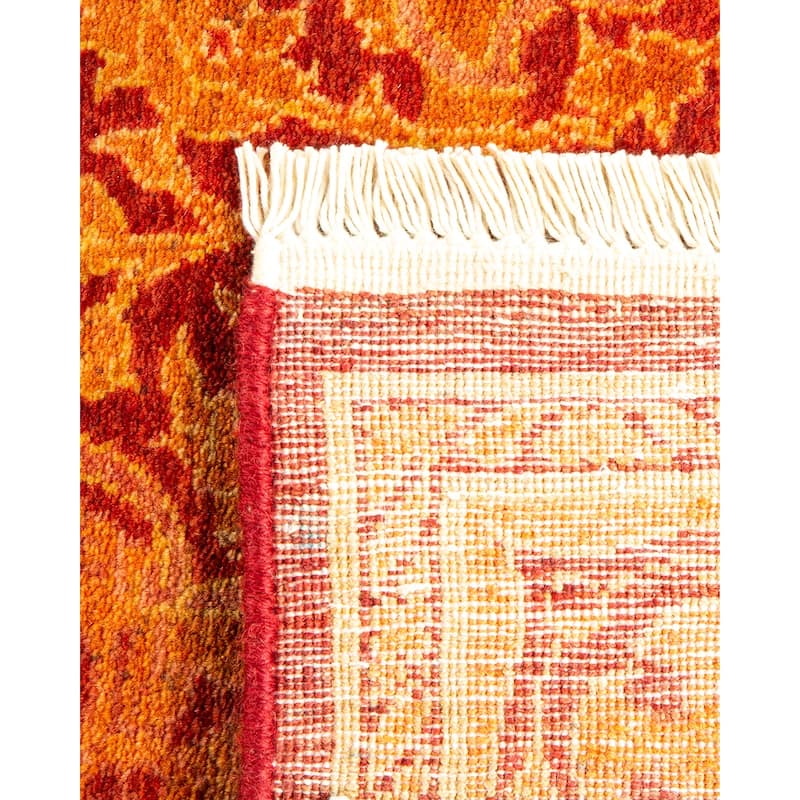 Overton Hand Knotted Wool Traditional Oriental Orange Runner