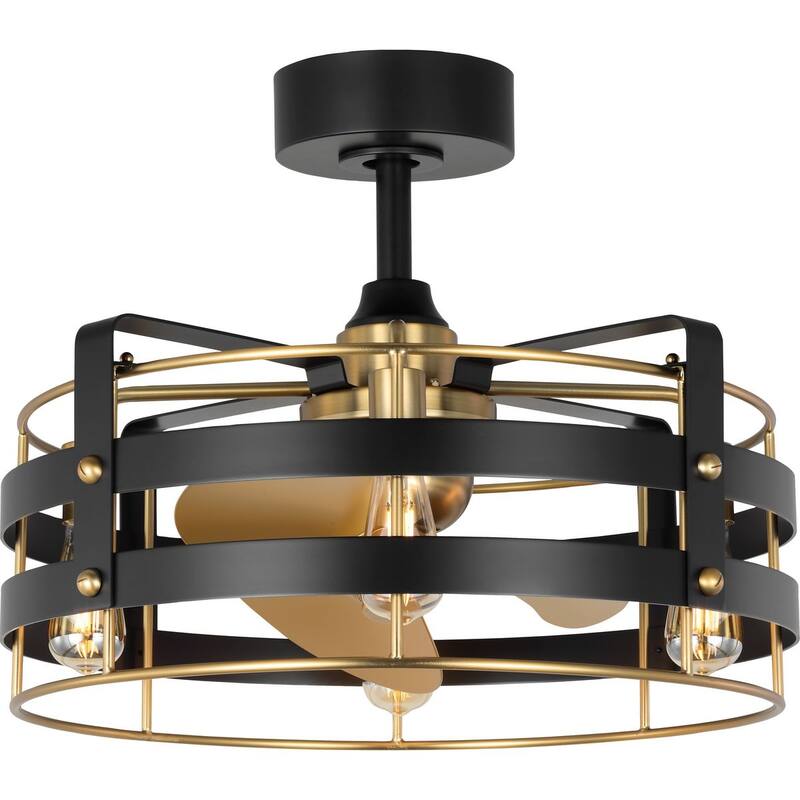 Sewell Collection 24-in. Three-Blade Matte Black Modern Ceiling Fan - 24 in x 24 in x 19.1875 in