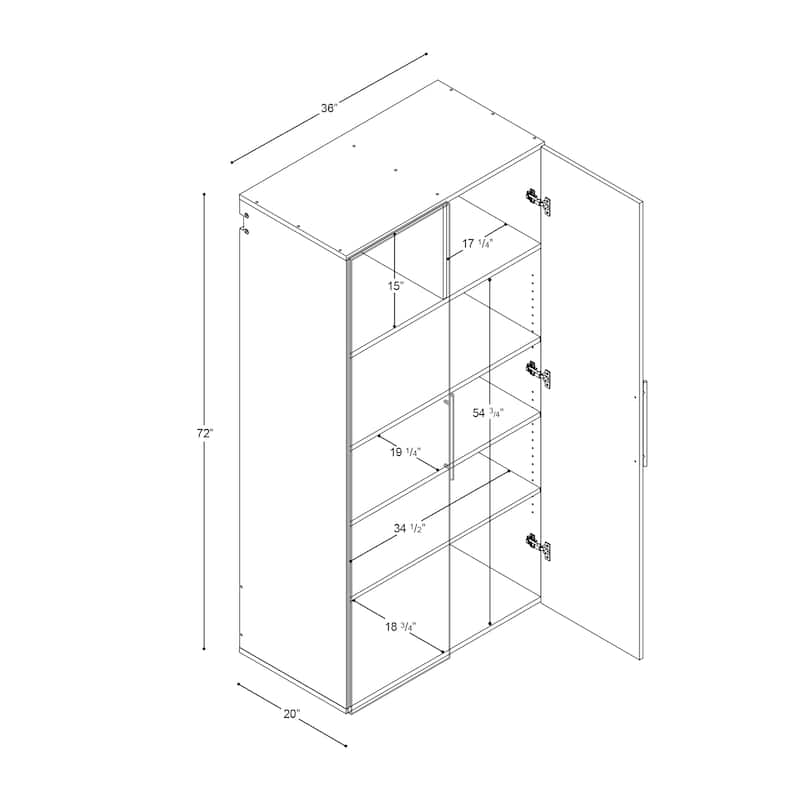 Prepac 36" HangUps Large Storage Cabinet Shelves and Doors