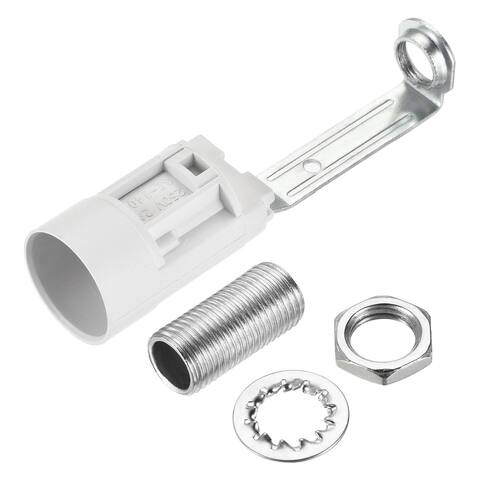 6pcs E14 Bulb Socket Plastic Lamp Holder White with M10 Lamp Pipe Nut
