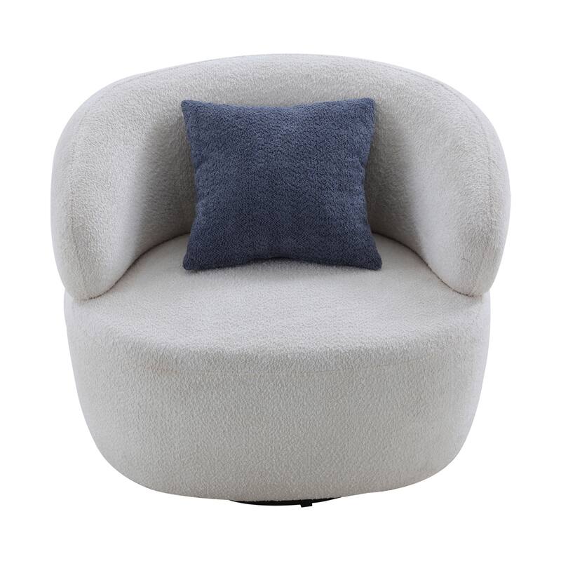 34.6" 360° Swivel Barrel Chair with Solid Wood Frame