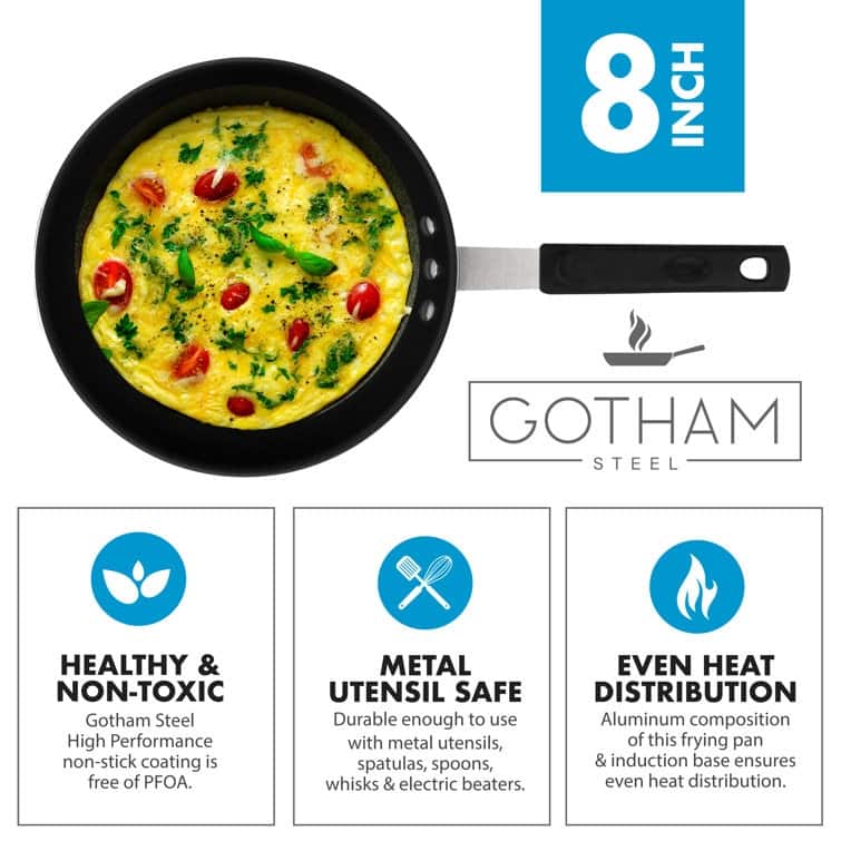 Gotham Steel Professional Series NSF Fry Pan with Removeable Rubber Handle