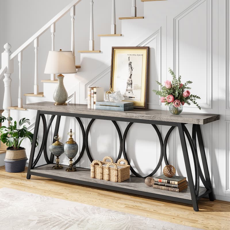 70.9 inch Extra Long Console Table Sofa Accent Table for Living Room - Grey