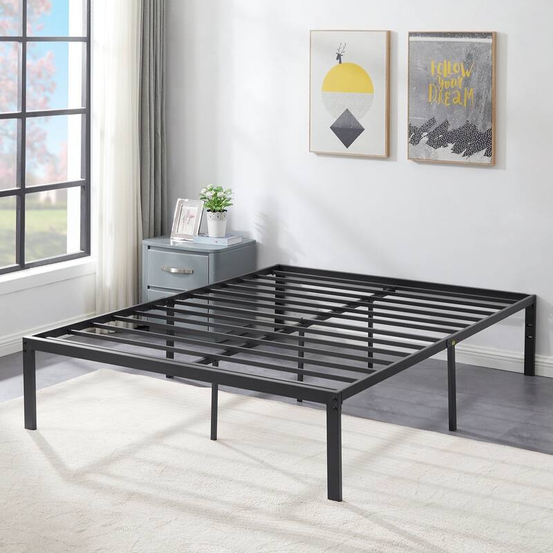 Black Metal Platform Bed Frame, 14.2-inch/16-inch/18-inch platform Bed Frame, 12 Options - 16''H - Full