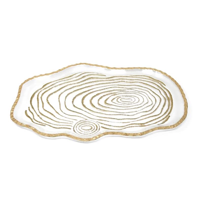 Glass Oval Tray Gold Grained