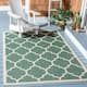 SAFAVIEH Courtyard Kathy Indoor/ Outdoor Waterproof Patio Backyard Rug - 6'7" x 9'6" - Dark Green/Beige